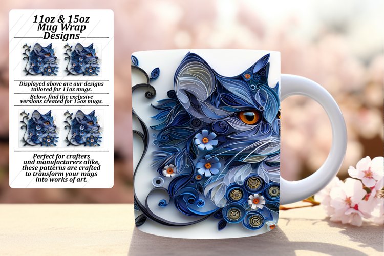 Purr-fect Paradise: 3D Cat Mug Wrap - Sublimation 11oz/15oz