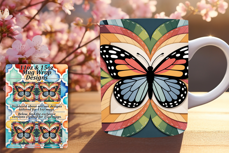 Dazzling 15oz Mug Wrap Png Artwork , Butterfly