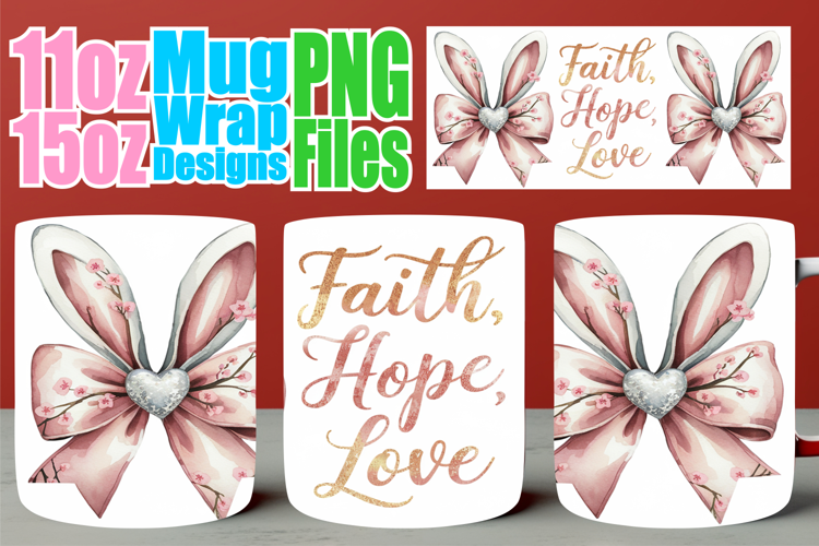 Sunshine bliss sublimation mug wrap, Easter Bow