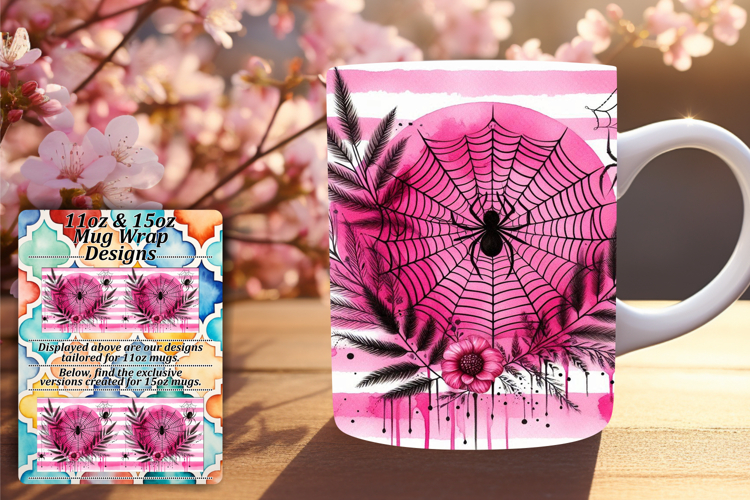 Serene 11oz Mug Wrap Png Design , Halloween