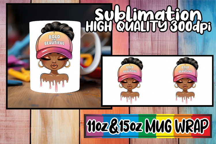 Vibrant colors 11oz 15oz sublimation wrap, Black Woman