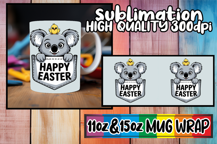 Cheerful sunsets 11oz 15oz sublimation wrap, Easter Animals