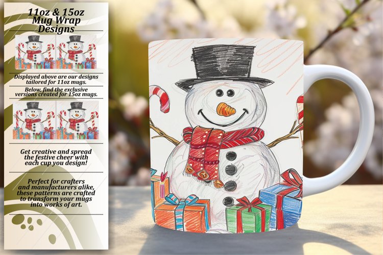 Watercolor Christmas Mug Wrap for Holiday Sublimation