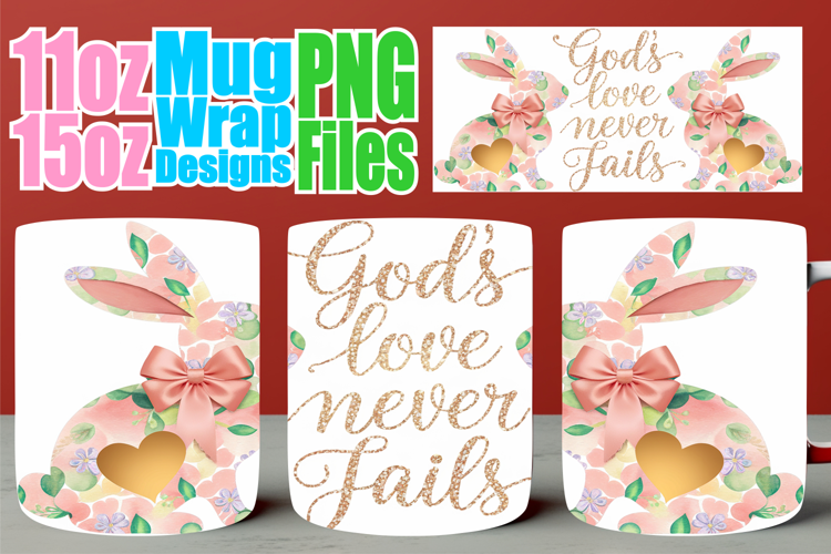 Luminous moments 11oz 15oz sublimation wrap, Easter Bunny