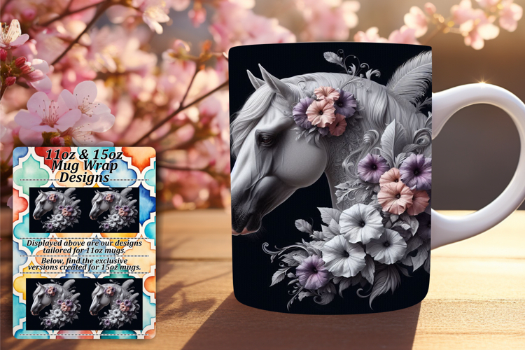 Fashionable 11oz Mug Wrap Png Template , Horse
