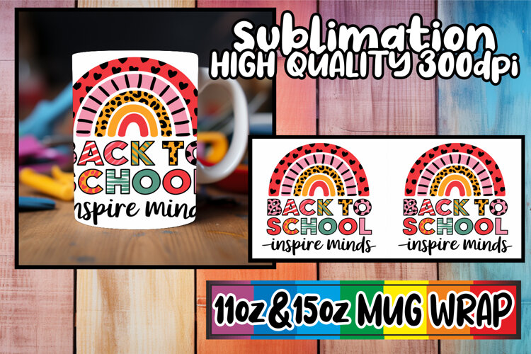 Inspiring mornings 11oz 15oz sublimation wrap, Back To Schoo example image 1