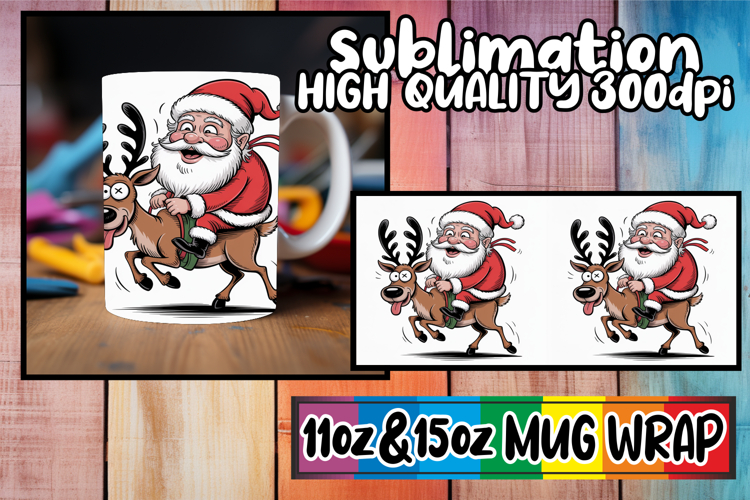 Happy vibes 11oz 15oz sublimation wrap, Funny Santa