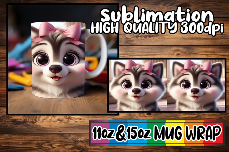 Cozy smiles 11oz 15oz sublimation wrap, 3D Dog