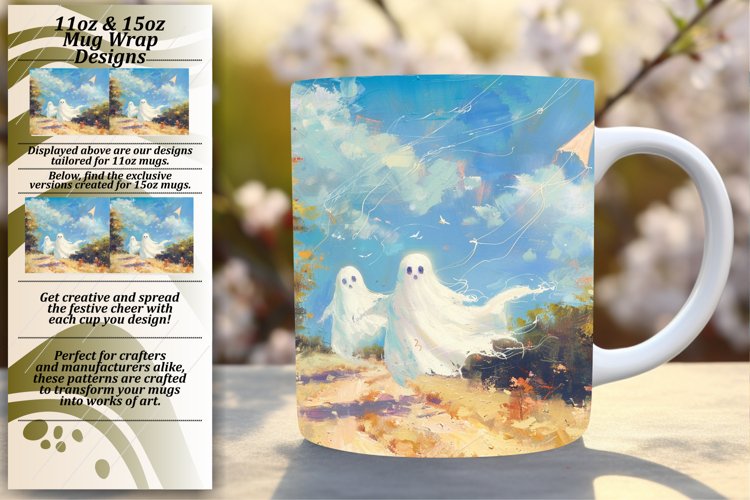 Ghostly Halloween Mug Wrap Design 11oz 15oz