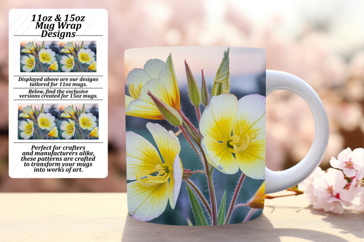 Sublime 11oz Mug Wrap Png Template , Flowers