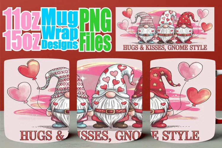 Bright journeys sublimation mug wrap, Love Gnome