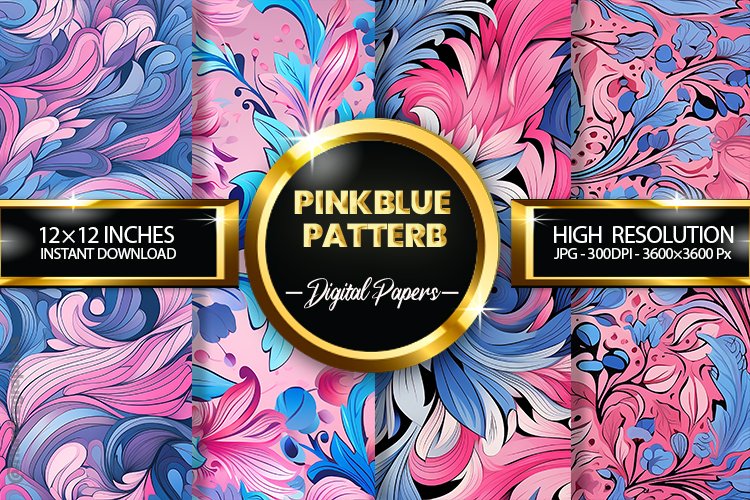 Pinkblue Patterb Digital Papers - 04 Variations