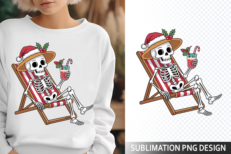 Funny Summer Skeleton Illustration - Sublimation PNG Design