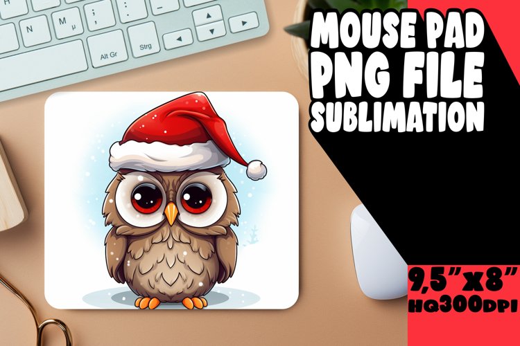 Merry Christmas Owl Mouse Mat example image 1