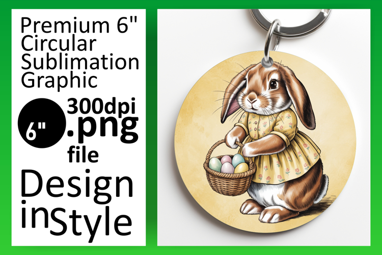 Charming Round Design Coaster Template , Easter Bunny
