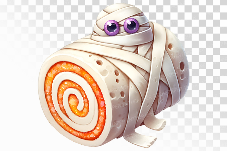Spooky Mummy Roll Cake Halloween PNG