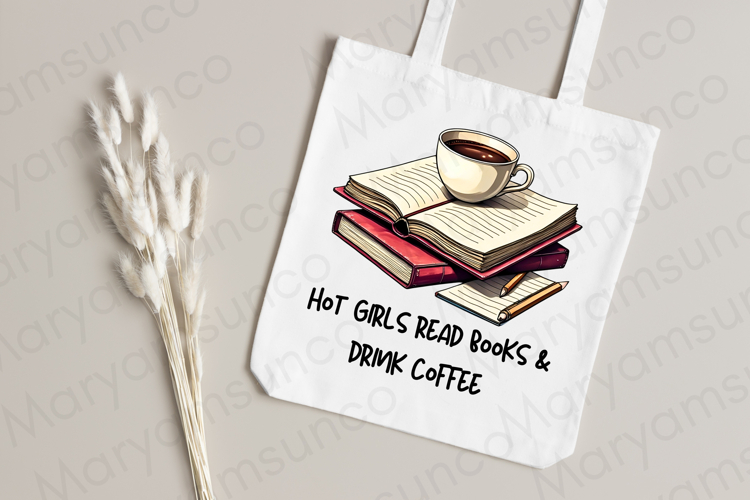 Hot girls read books and drink coffee - Book lovers png