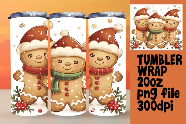 Holiday Gingerbread Wrap 20oz Tumbler Sublimation Art