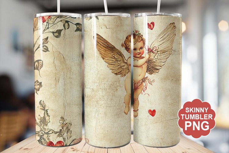 Cupid Vintage Valentine Tumbler | Valentine Tumbler Wrap