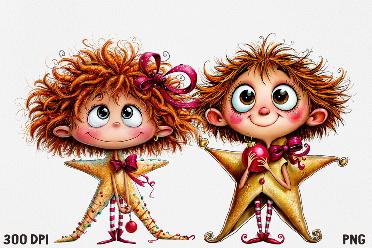 Whimsical Christmas Character Clipart PNG, Cute Holiday