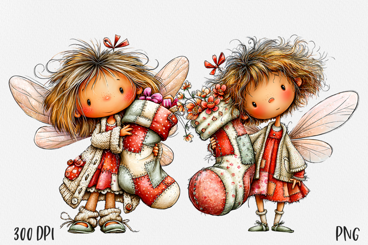 Christmas Fairy PNG, Cute Winter Fairy Girl Clipart