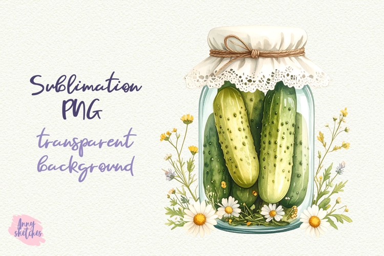 Cute Pickle Jar Sublimation Design Pickles PNG Cottagecore