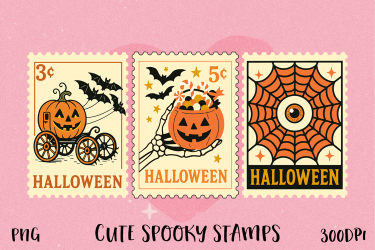 Cute Spooky Halloween Postage Stamp PNG | Sublimation
