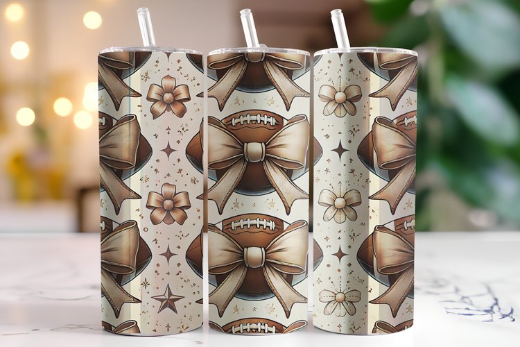 Bow & Football Tumbler Wrap | Sublimation | Tumblers