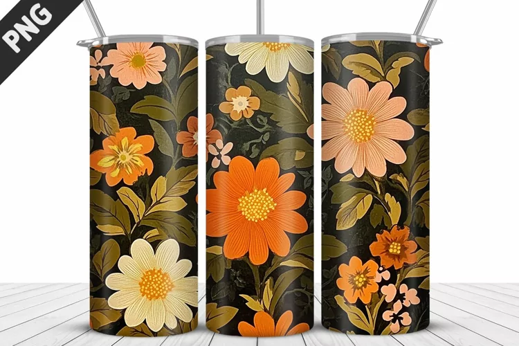 3D Prettiest Flowers Tumbler Wrap | Sublimation Design