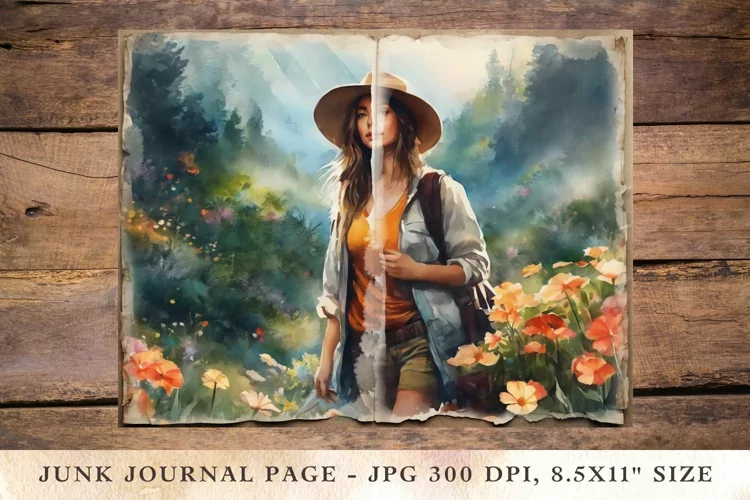 Printable Junk Journal Pages travelling girl 2