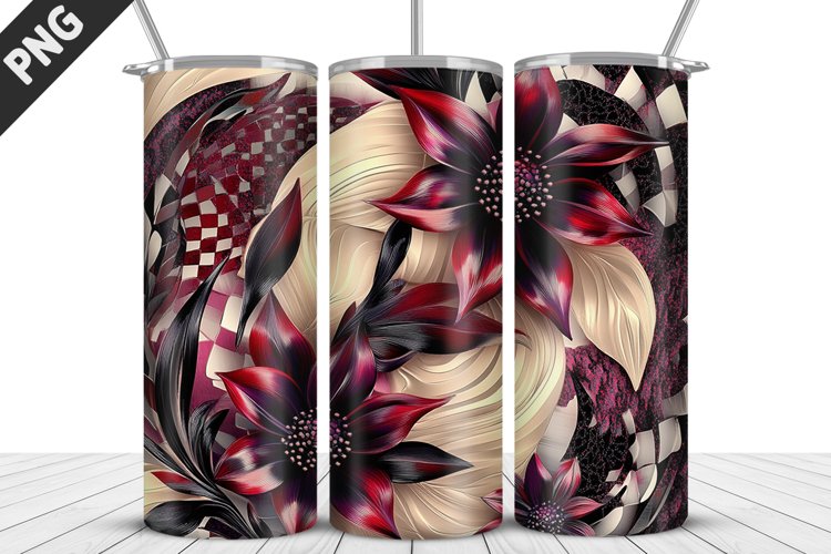 3D Daisy Flowers 20oz Tumbler Wrap | Sublimation Design