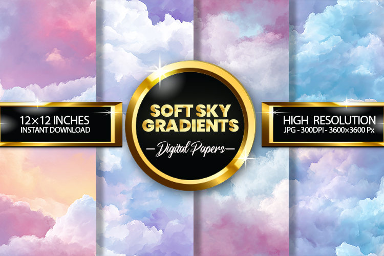 Soft Sky Gradients Digital Papers - 04 variations