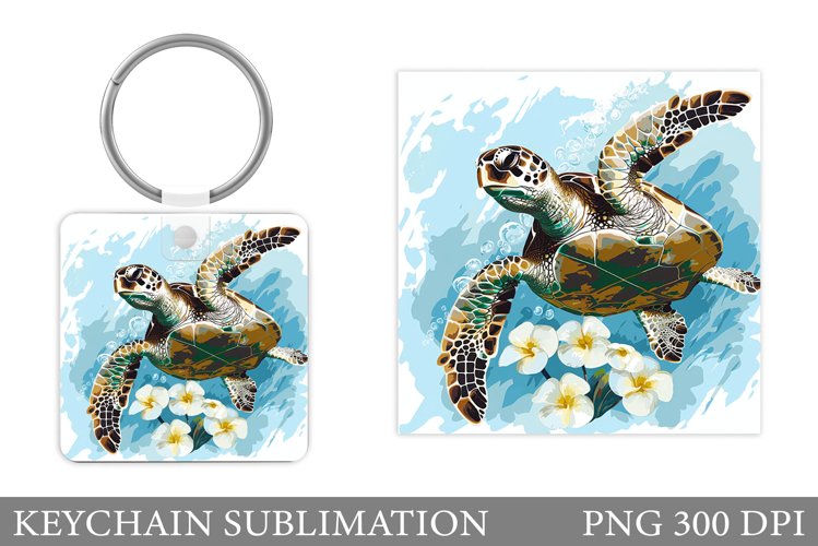 Turtle Keychain Sublimation. Sea Turtle Keychain Design example image 1