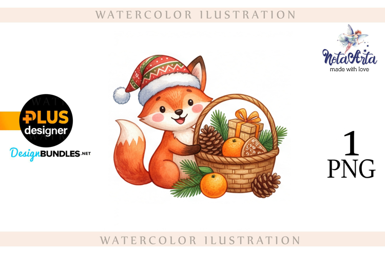 Illustration of a cute Christmas fox