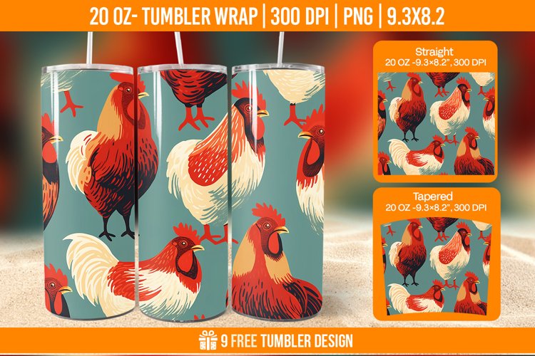 Hen Tumbler Wrap Designs, Sublimation Wrap example image 1