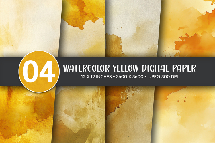 Watercolor Yellow Digital Paper