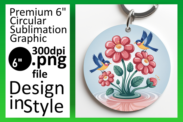 Sophisticated Round Design Keychain Template , Birds