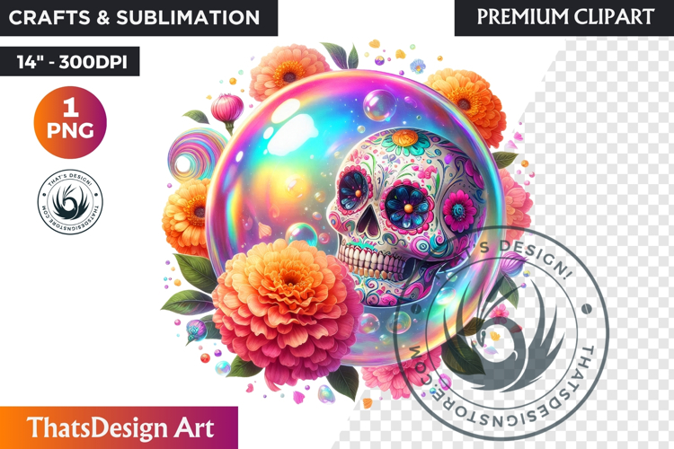 Pastel Floral Day of the Dead Clipart PNG,sugar skull design