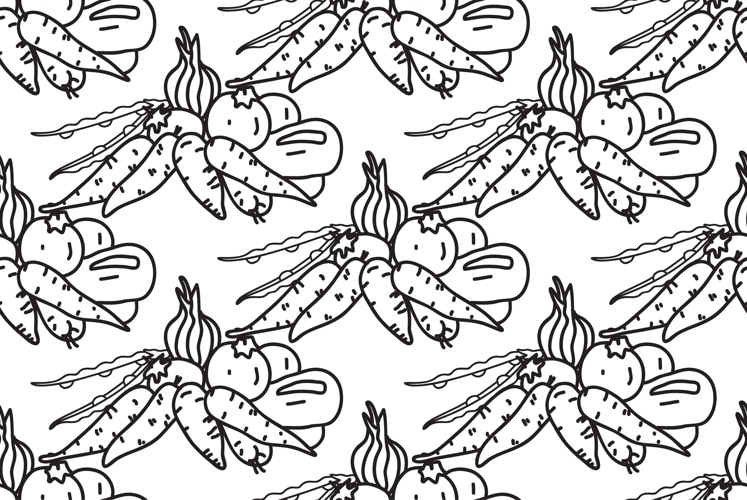Line art botanical vegetables seamless pattern vector