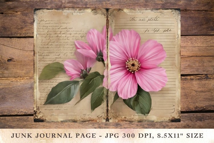 Printable Junk Journal Pages pink roses 7 example image 1