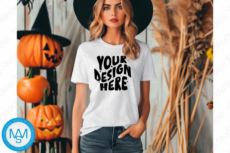 White women Tshirt Mockup, Halloween tshirt mockup