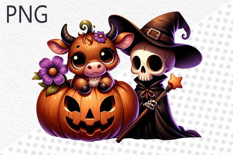 Halloween Cow Sublimation - Clipart PNG Design