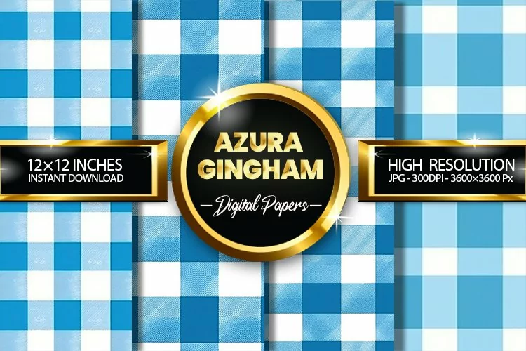 Azura Gingham Digital Papers - 04 Variations