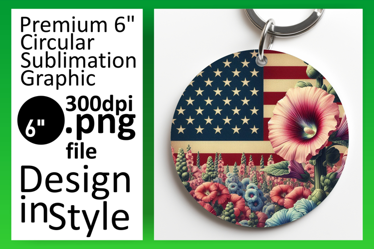 Vibrant Round Design Keychain Template , USA Flag