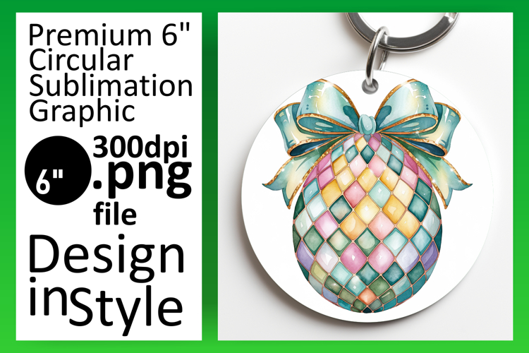 Elegant Keychain Round Design Template , Easter Egg