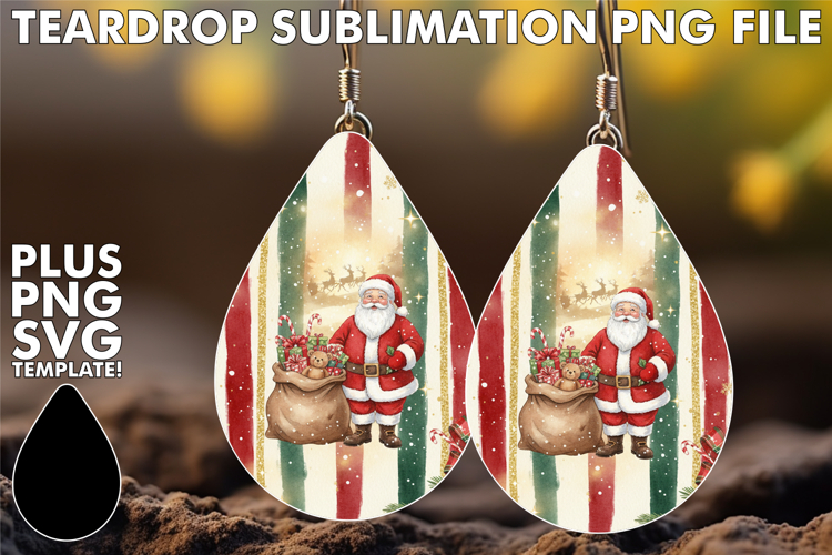 Elegant Teardrop Earrings Gift PNG, Christmas