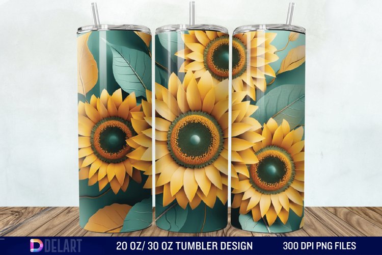 3d Sunflower floral Tumbler Wrap example image 1