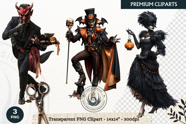 Hollow Eve Procession Halloween Clipart, Horror characters