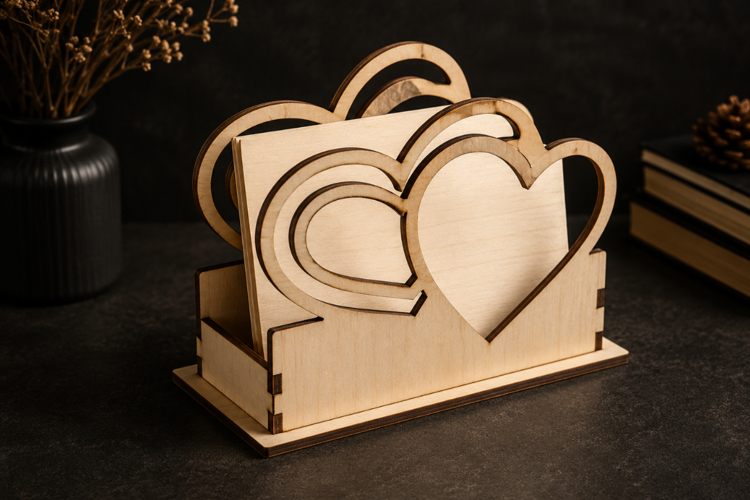 Heart Shape Napkin Holder Laser Cut SVG