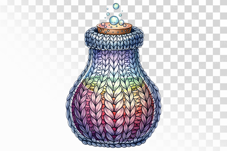 Knitted Magic Potion Bottle Halloween Spell PNG